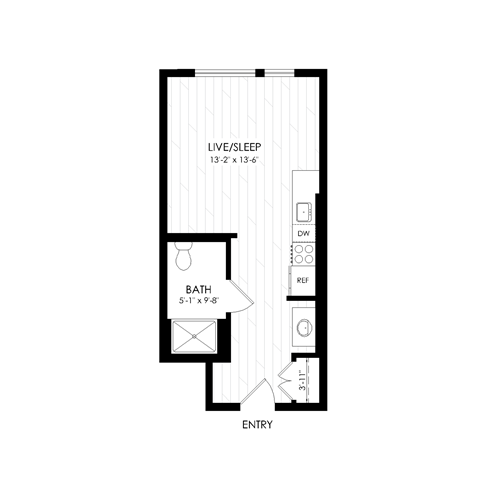 Studio 1 bath F at RiDE at RiNo Apartments, Colorado